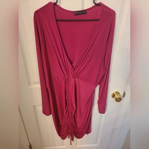 NWOT Drawstring Ruched Fuchsia BODYCON F2F Dress